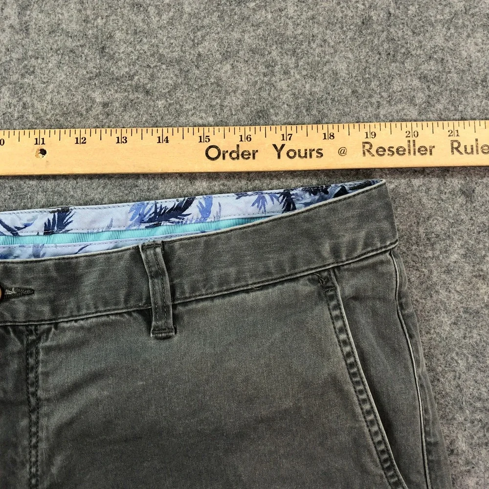 Tommy Bahama Mens Chino Shorts 38 Gray Tropical Waistband Casual Beach